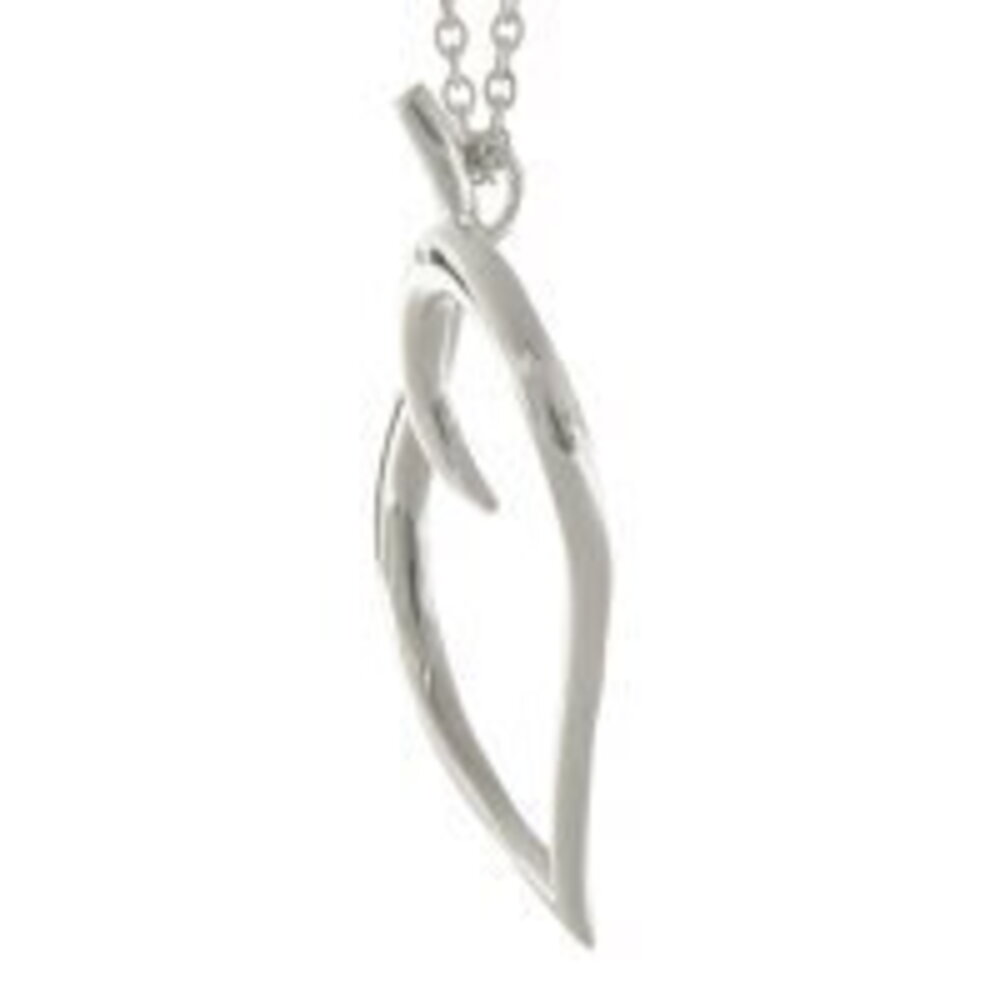 Tiffany necklace heart pendant leaf motif silver